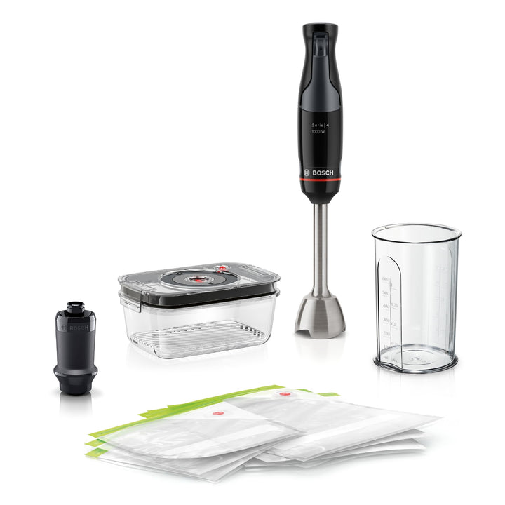 Bosch Stabmixer ErgoMaster Serie 4 MSM4B6V2, NEU, einhändig bedienbar, Vakuum-Pumpe, -Beutel, Glas-V