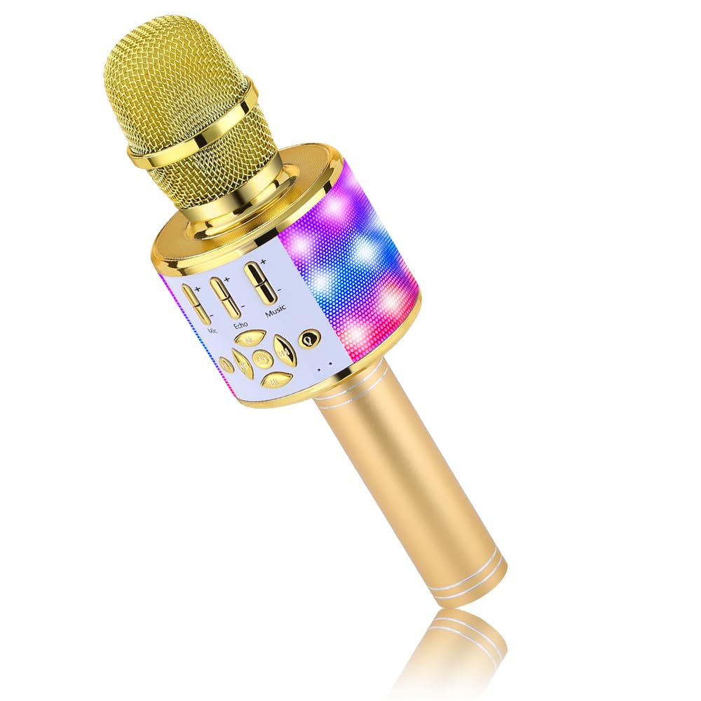 BONAOK Magic Sing Karaoke Mikrofon, Bluetooth Mikrofon Karaoke Kinder, 4 in 1 Sing Microphone, Draht