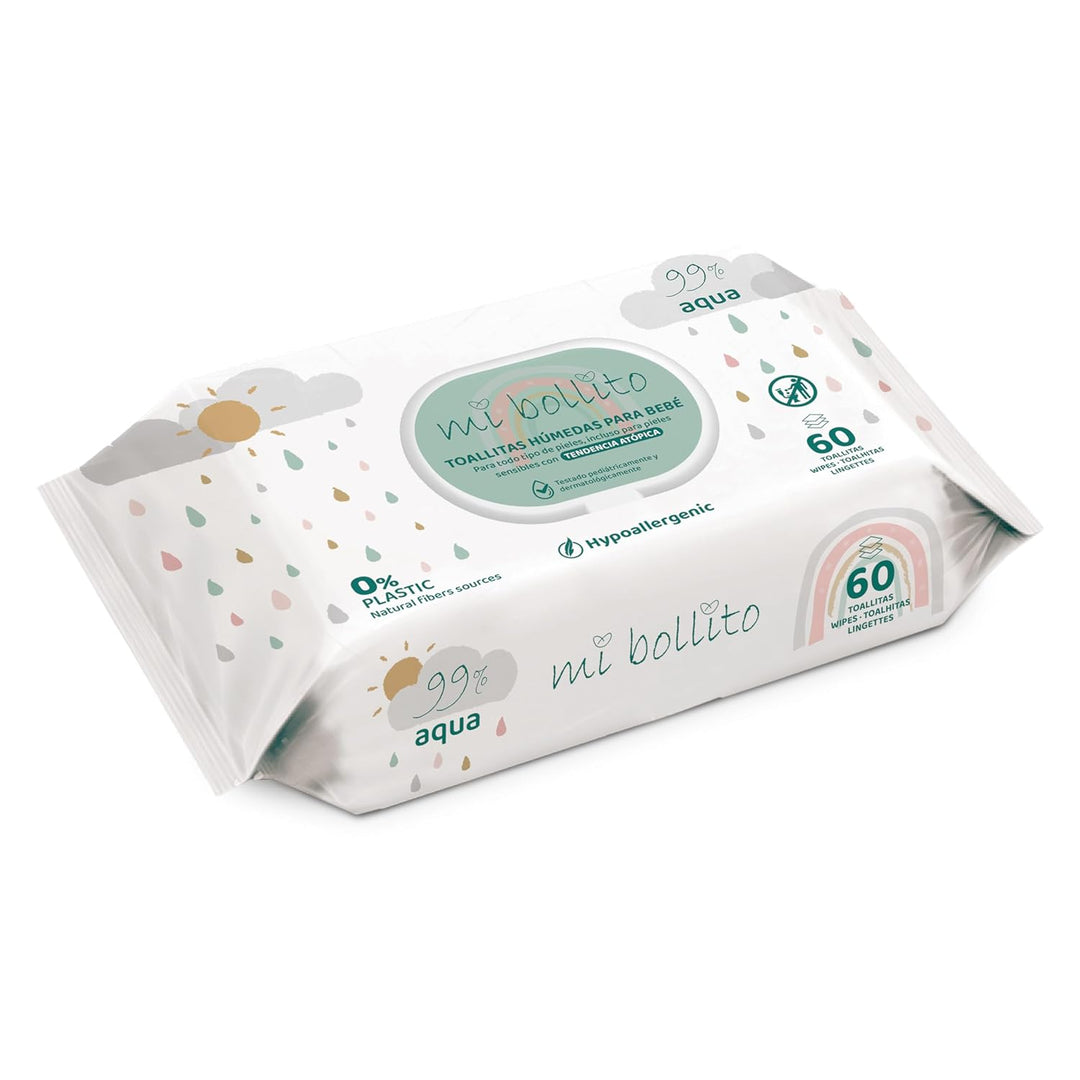 Babytücher – 99 % reines Aqua – 100 % pflanzliche Fasern – 960 Tücher – 12 Packungen + 4 gratis – he