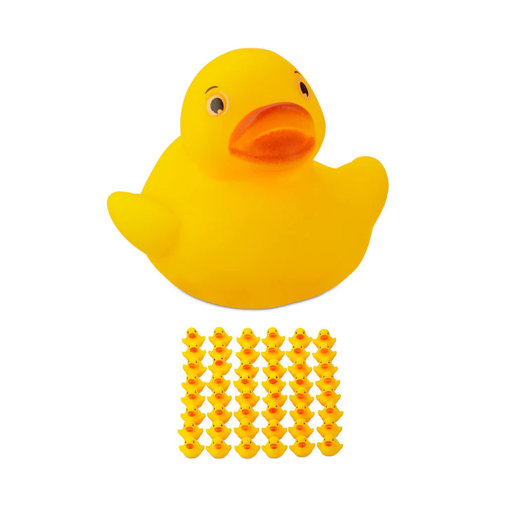 Relaxdays Badeente 3,5cm 48er Set, Quietscheentchen für Badewanne, Badespass und Deko, Mitgebsel Kin
