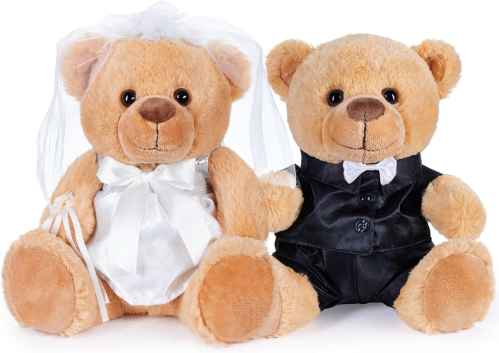 BRUBAKER Teddybär Hochzeitspaar - 25 cm Braut und Bräutigam Teddy Set - Geschenk für Hochzeit und Ve