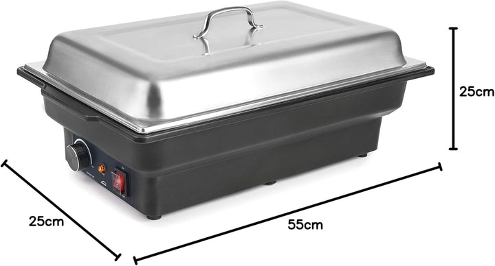 Lacor 69336 Elektrischer Chafing Dish, 900 W, 8'50 l, Edelstahl