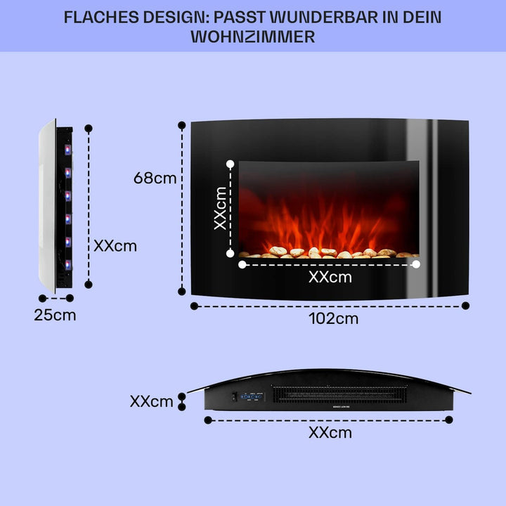Klarstein Elektrokamin, Elektro Heizungen für Wohnzimmer & Innenräume, Elektrischer Kamin mit LED Fl