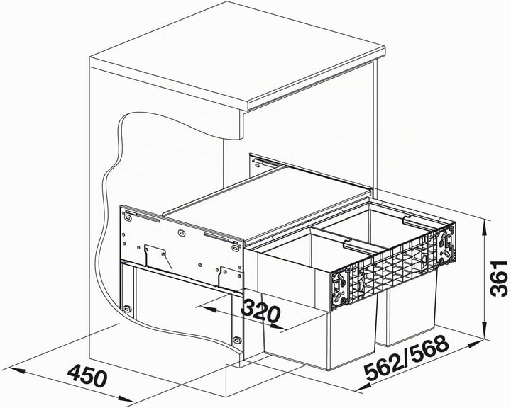 BLANCO SELECT II Compact 60/2 | Kunststoff, Aluminium | 60er Unterschrank | Auszugssystem zur Fronta