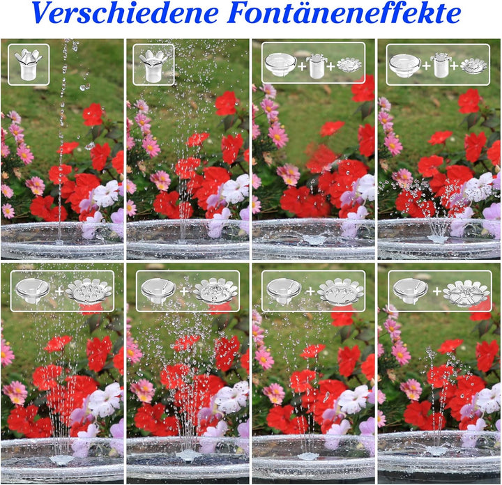 AMZtime Solar Springbrunnen 3,5W für Aussen mit 3M Kabel,Aufrüstung Solarbrunnen für Draussen mit 8