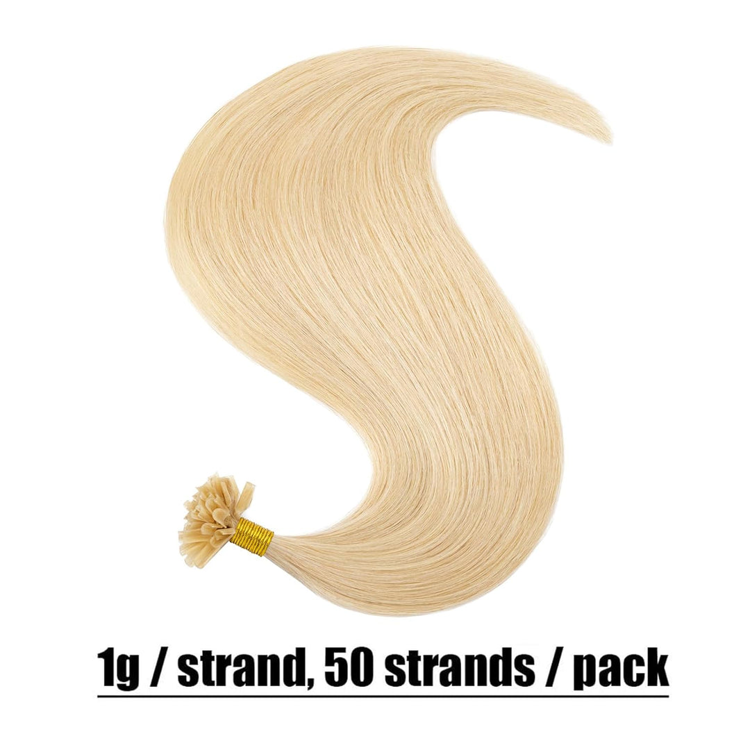 Elailite Bonding Extensions Echthaar Keratin U-Tip Haarverlängerung 100% Menschenhaar 1g/Strähne 24'