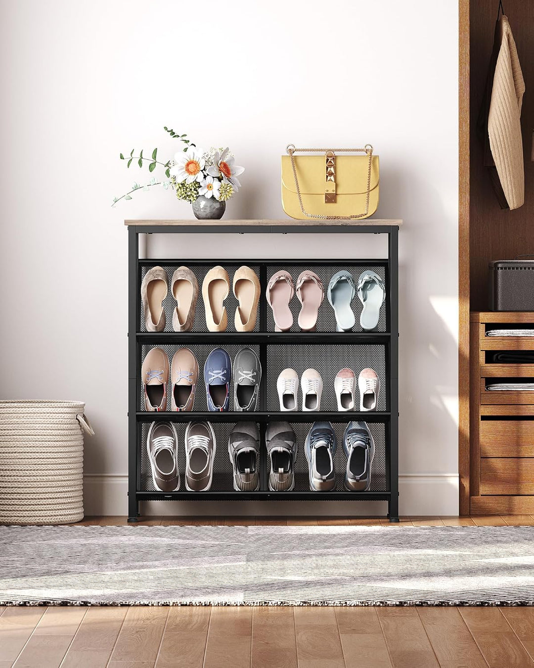 Schuhregal, 4-stufige Schuhablage, Schuhschrank schmal, Schuhständer, Schuhaufbewahrung, Schuh-Organ