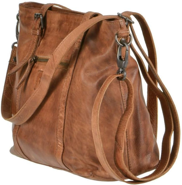 Bear Design Damen Tasche Ledertasche Shopper Schultertasche Handtasche Leder Cognac 34x27cm Cow Lava