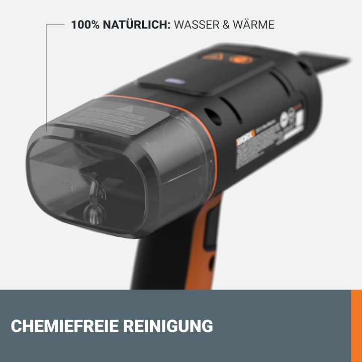 WORX 18V(20V MAX) kabelloser Handdampfreiniger WX770.9, Dampfreiniger für 220°F, tötet Keime, 8-Seku