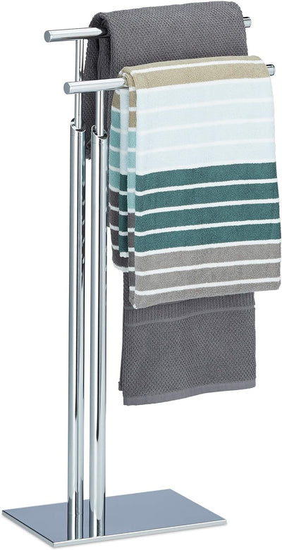 Relaxdays Handtuchhalter stehend PAGNONI, Handtuchständer 2-armig, HBT 78 x 46 x 20 cm, Standhandtuc