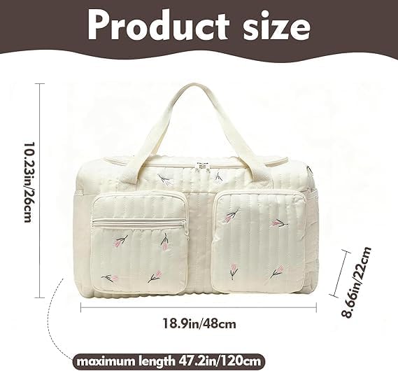 Grosse Wickeltasche &amp; Kliniktasche für Mütter, aus Baumwolle mit Bestickung, grosses Fassungsvermöge