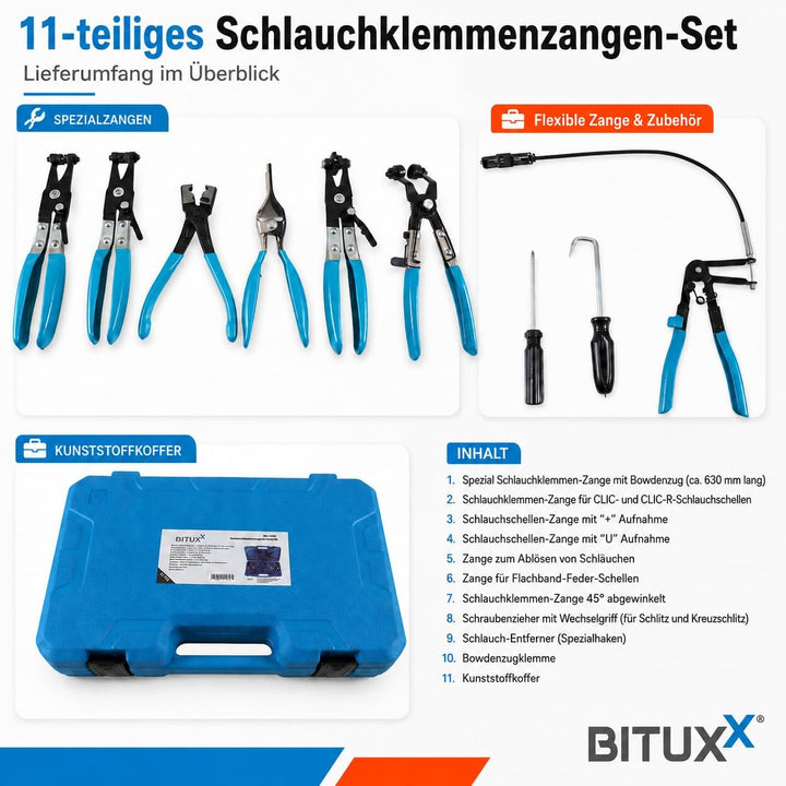 BITUXX 11 tlg Schlauchklemmenzangen Set Schlauchschellenzange Schlauchschelle Zange Werkzeug