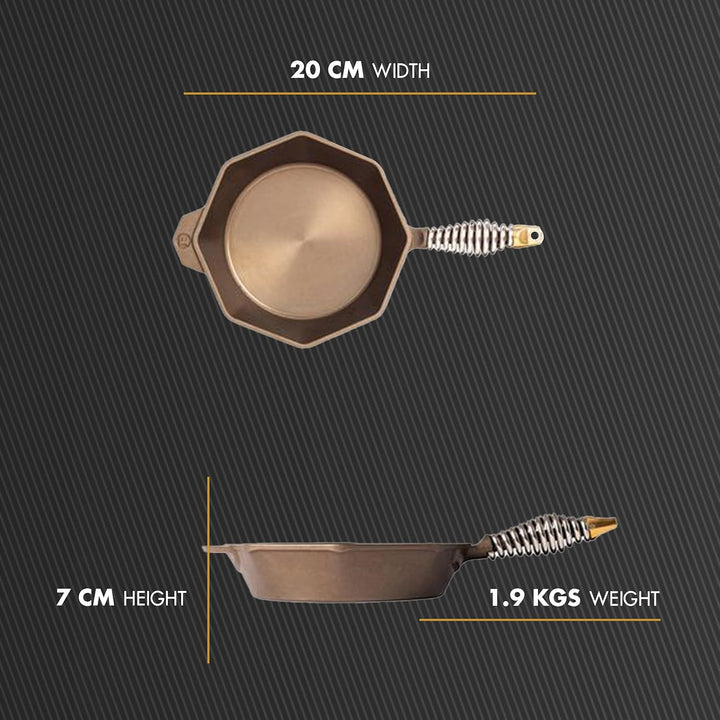 Finex 25,4 cm Gusseisen-Pfanne mit Deckel 8" Skillet Seasoned, 8" Skillet