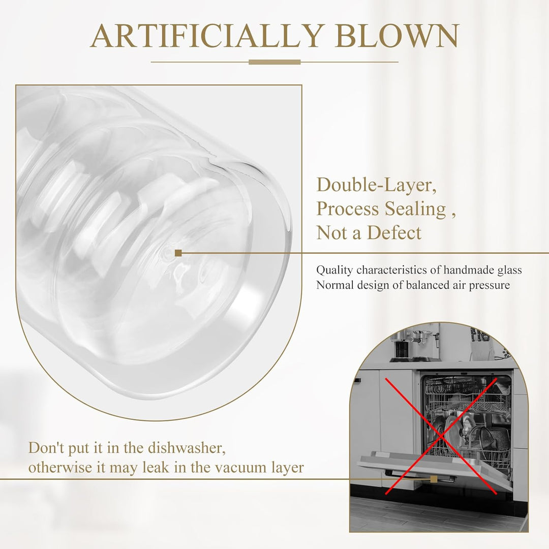 CPROSP Doppelwandige Kaffee Gläser, 6tlg 350ml Thermogläser Latte Macchiato, Isolierte, Cappuccino,
