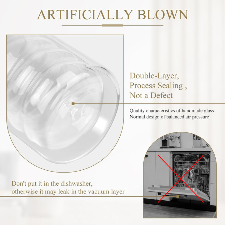 CPROSP Doppelwandige Kaffee Gläser, 6tlg 350ml Thermogläser Latte Macchiato, Isolierte, Cappuccino,