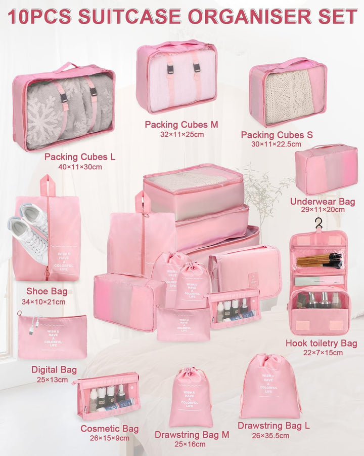 Aufbewahrungsbeutel für Kleidung, Schuhe, Kosmetik, 10 Stück (Rosa)