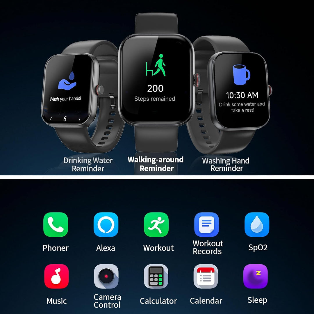 uaue Smartwatch Herren, 1,91" Smart Watch mit Alexa &amp; Telefonfunktion | 30 Tage Akku, 108+ Sportmodi
