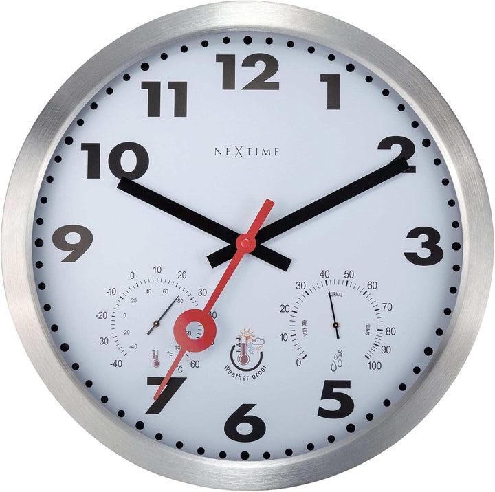 NeXtime 4307ST Wanduhr, Aluminium, Silber, 35cm