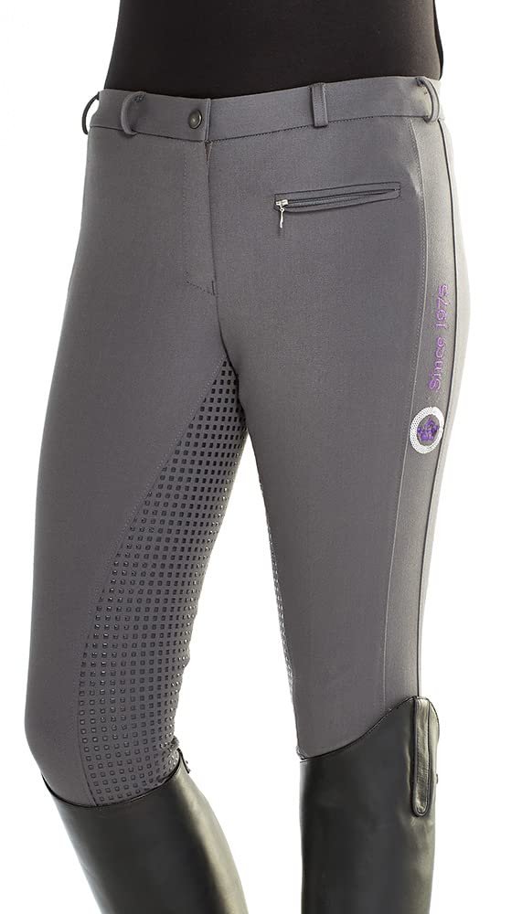 Pfiff 102235 Reithose Yasmin, Silikongrip Vollbesatz, Damenreithose, Damen 36–48 42 Grau, 42 Grau
