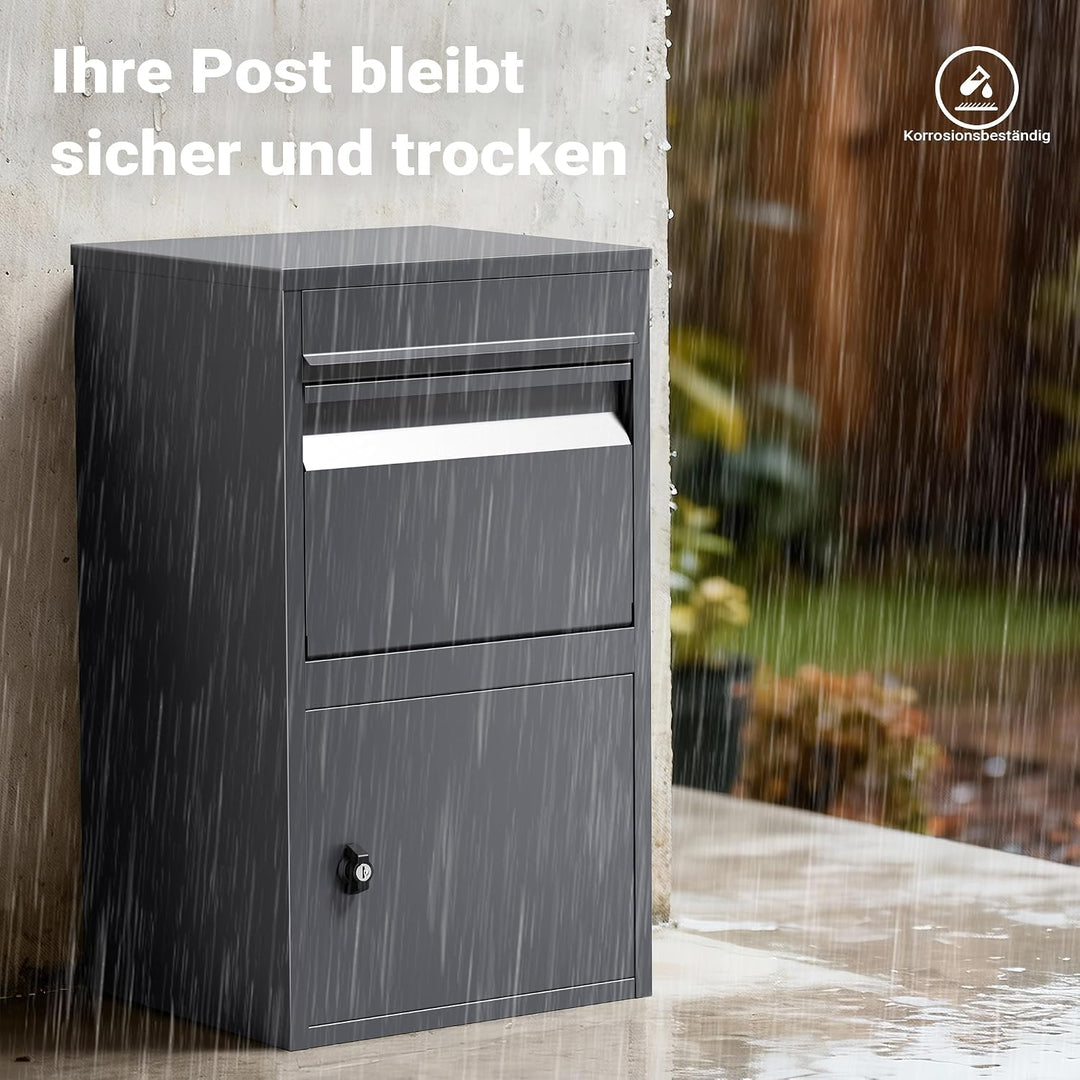 Wiltec Paketkasten grau 410 x 385 x 720 mm, Paketbox Zuhause, Private Paketannahme passend für Paket