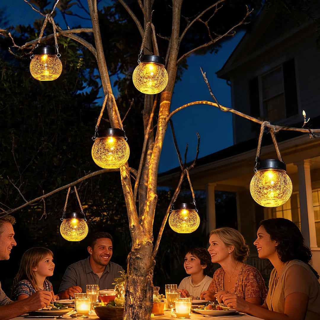 Solar Laternen Aussen 2er Set - IP65 wasserdichte Hängende Solarlampen mit Warm-Amber & RGB Farben,