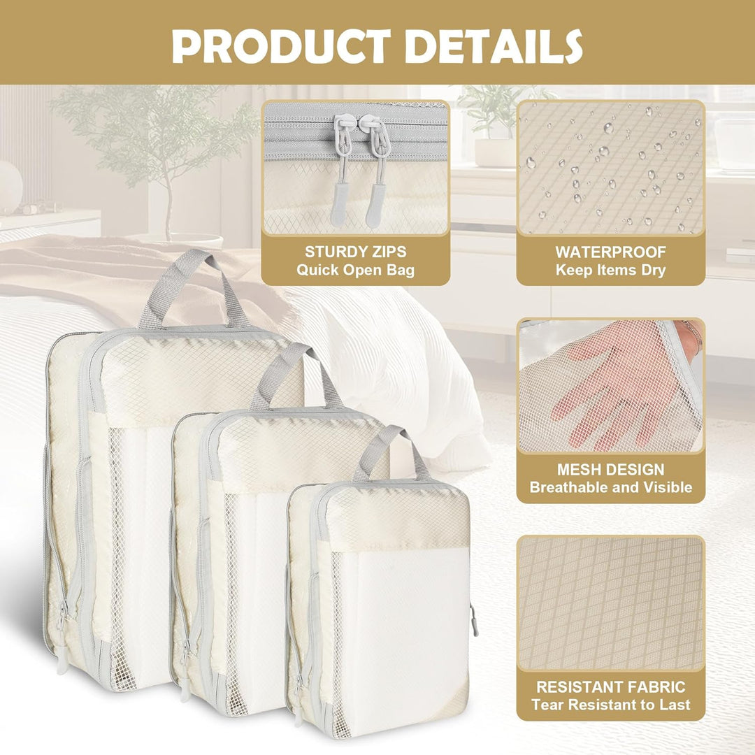 8 Stück Koffer Organizer Set,Multifunktionale Packing Cubes, Doppelreissverschluss-Design Wasserdich