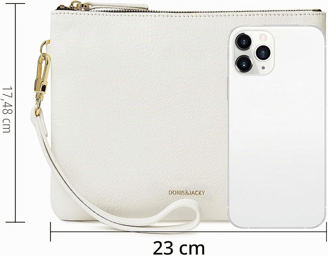 DORIS&JACKY Lammfell Leder Wristlet Clutch Geldbörse Für Frauen Grosse Weiche Designer Geldbörse Mit