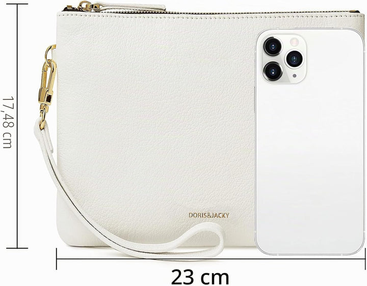 DORIS&JACKY Lammfell Leder Wristlet Clutch Geldbörse Für Frauen Grosse Weiche Designer Geldbörse Mit