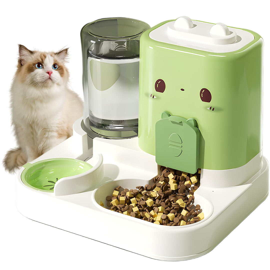Automatischer Futterspender für Katzen/Hunde, Futterautomat Katze, 2-In-1 Automatischer Katzenfutter