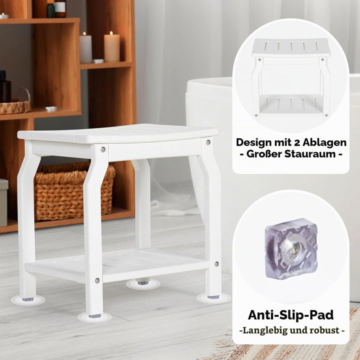 NALONE Beistelltisch Duschhocker, HDPE Badhocker modern Design 2-Tier badezimmerhocker mit rutschfes