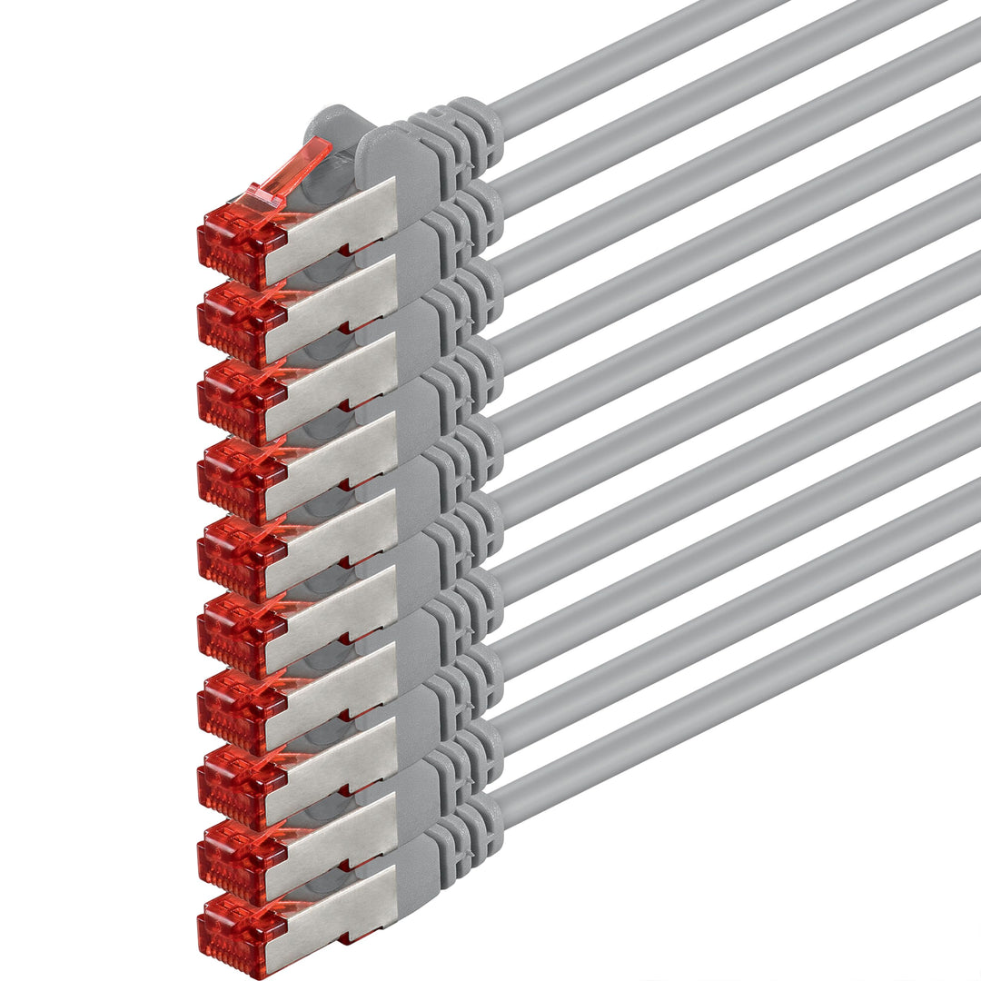 1aTTack.de 10x 3m - Cat 6 Netzwerk-Kabel Patch-Kabel Cat6 RJ45 SFTP - grau 3m grau - 10 Stück, 3m gr