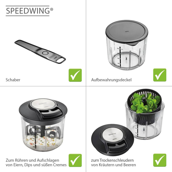 GEFU Multizerkleinerer SPEEDWING - manueller Zerkleinerer für Nüsse, Obst oder Gemüse, professionell