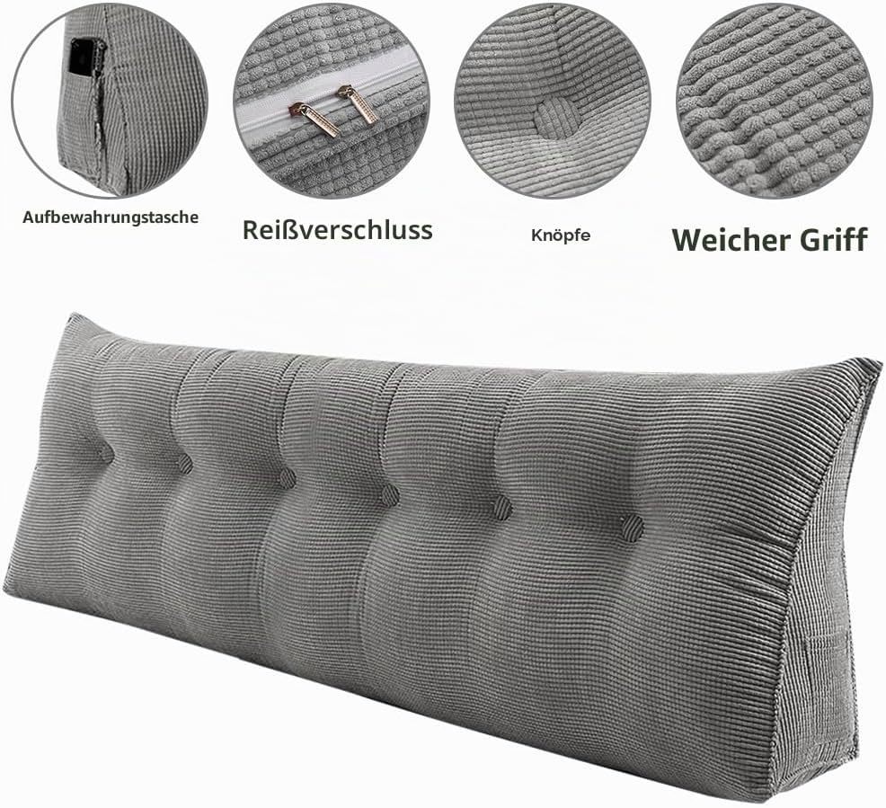 Lesekissen für Bett oder Sofa, dreieckig, Rückenlehne, Sofakissen, Kopfteil Baby, abnehmbare Hülle,