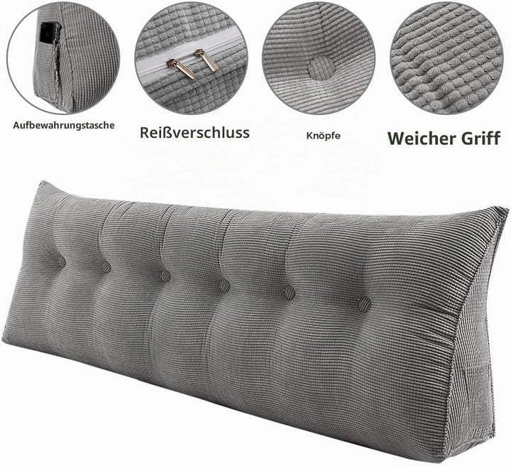 Lesekissen für Bett oder Sofa, dreieckig, Rückenlehne, Sofakissen, Kopfteil Baby, abnehmbare Hülle,