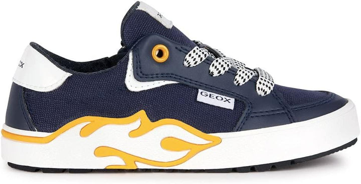 Geox Jungen J Alphabeet Boy Sneaker 33 EU Navy Yellow, 33 EU Navy Yellow