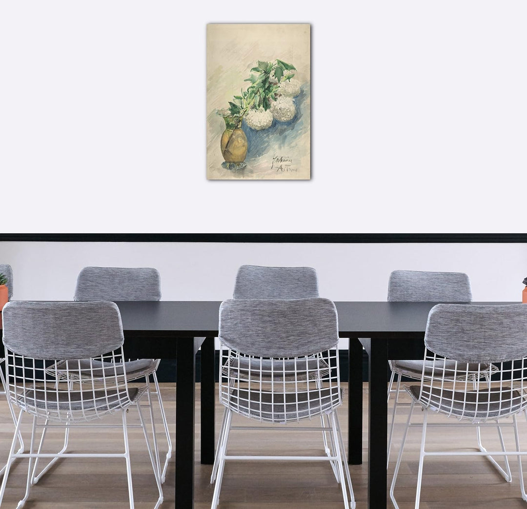 Printed Paintings Leinwand (60x80cm): Zacharie Astruc - Weisse Blumen in Einer Vase 60x80 cm, 60x80