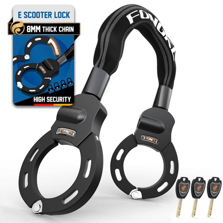 E Scooter Schloss, 8mm Dicke Kettenschloss, Tragbarkeit Schloss für E Scooter, Handschellenschloss,