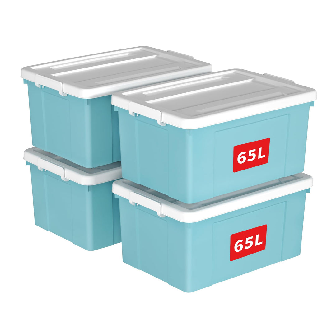 Cetomo 65 l x 4 Kunststoff-Aufbewahrungsbox, Tragetasche, Organisationsbehälter mit robustem Deckel