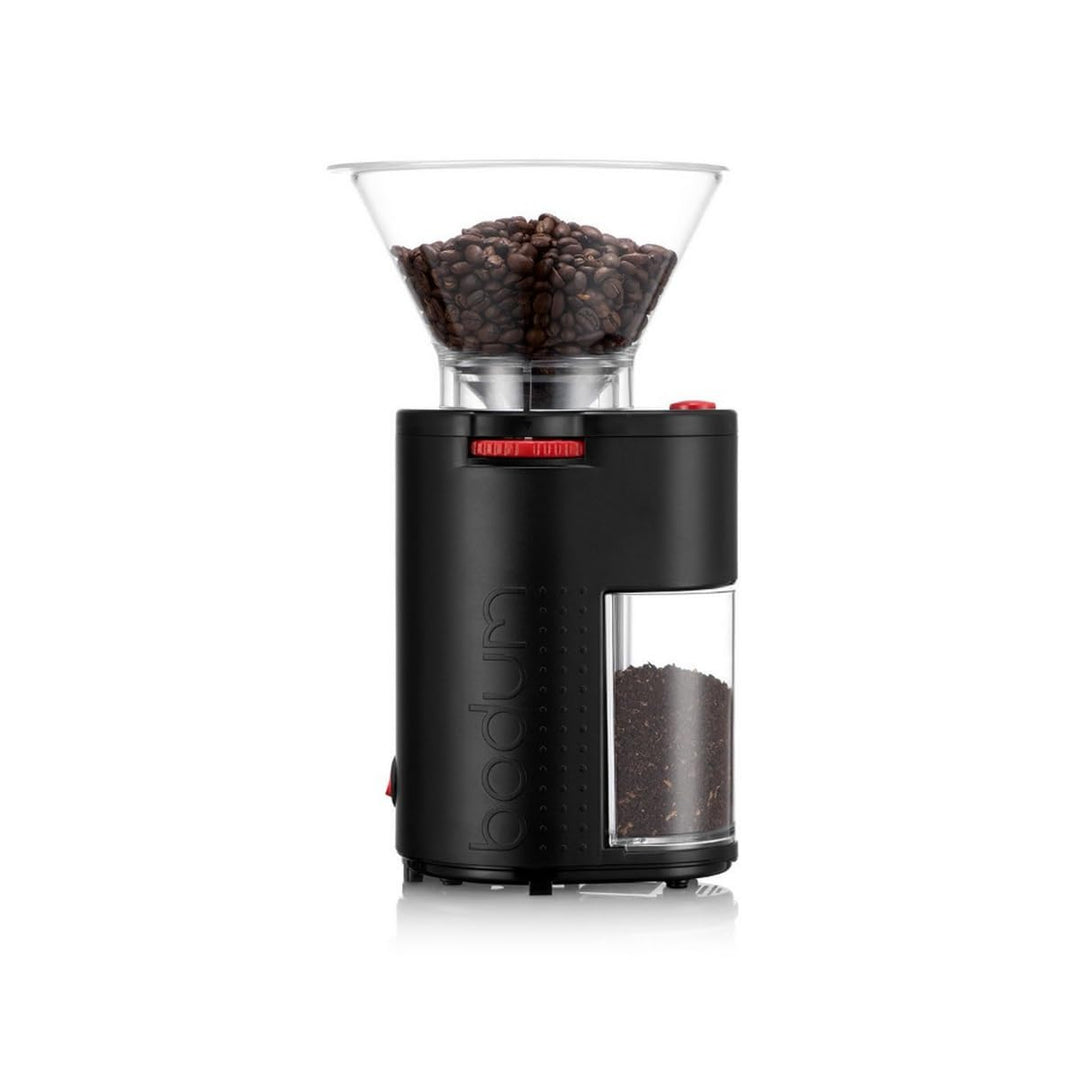 Bodum 11750-01EURO BISTRO Elektrische Kaffeemühle mit Keramikmahlwerk, Edelstahl, Schwarz Schwarz Oh