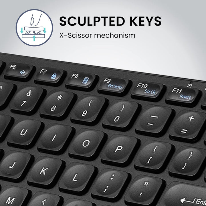 Perixx PERIBOARD-416 Wired Mini USB Keyboard with 4 Hubs - X Type Scissor Keys - Big Print Keys - De