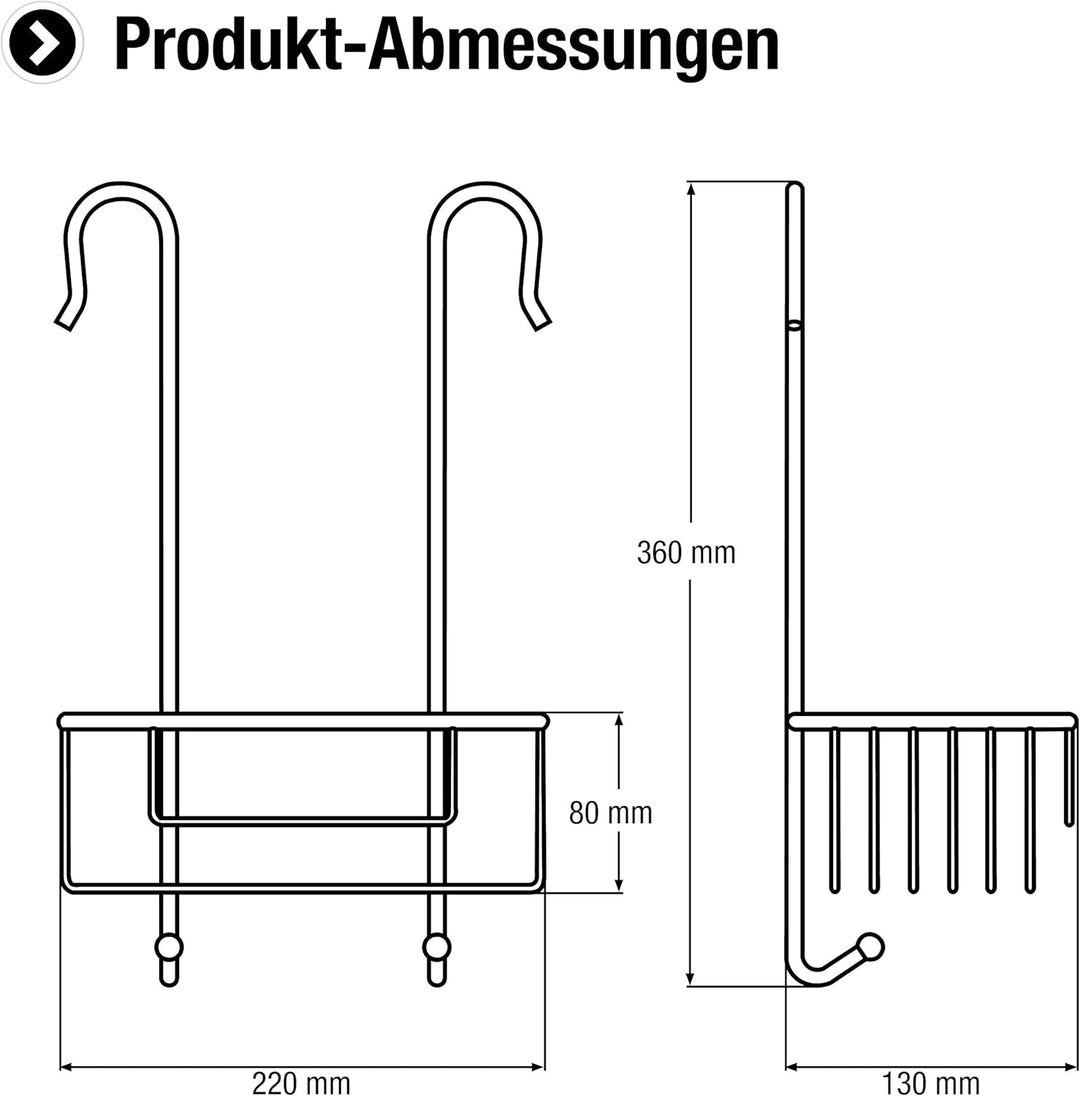 Cornat Einhänge-Duschkorb - Zum Einhängen an der Wandarmatur in Dusche & Badewanne - Extra hoher Kor