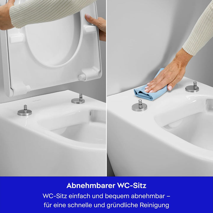 Duravit WC-Sitz Univavo, WC-Sitz D-shaped, Klobrille mit doppelter Absenkautomatik, Toilettendeckel