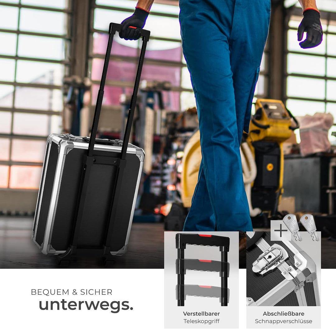 tectake Werkzeugkoffer, Werkzeugset, Werkzeugkoffer gefüllt 1200-teilig, Werkzeugtrolley, Werkzeugki