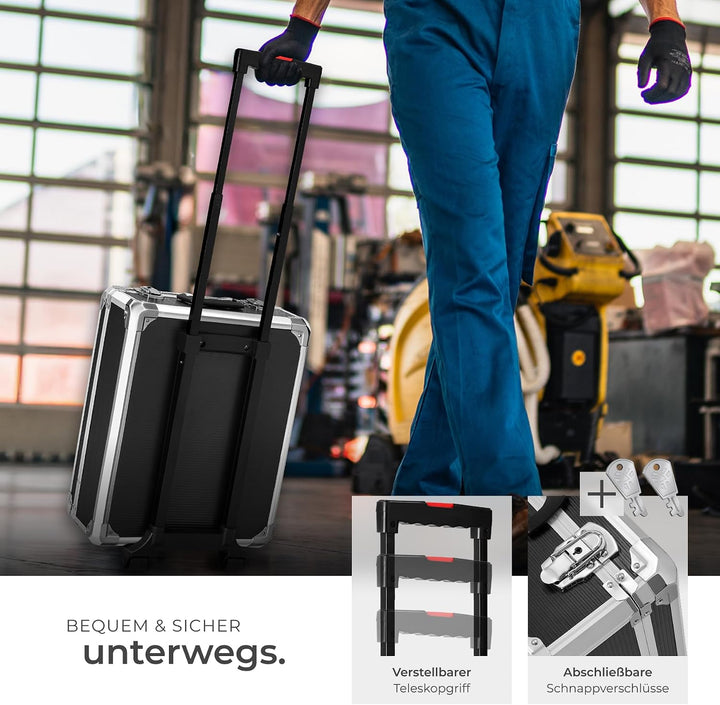 tectake Werkzeugkoffer, Werkzeugset, Werkzeugkoffer gefüllt 1200-teilig, Werkzeugtrolley, Werkzeugki