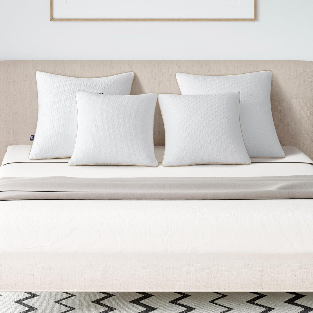 BedStory Kopfkissen 40x40 2er Set mit abziehbarem Bambusfasern Bezug, Antimilben und antibakteriell
