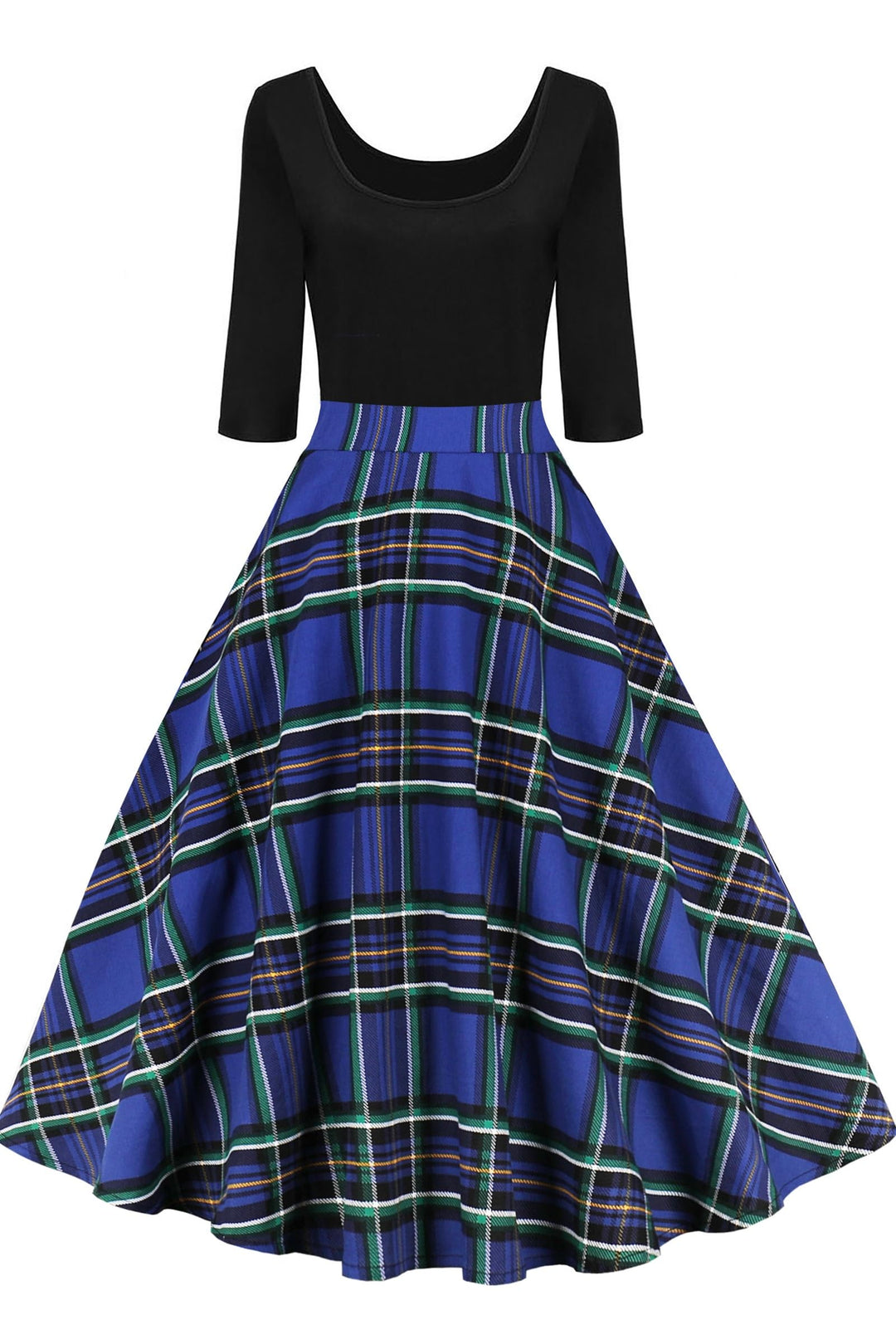 AXOE Damen A-Linie Kleid 60er Jahre Rockabilly 3/4 Ärmel F7b M, F7b M