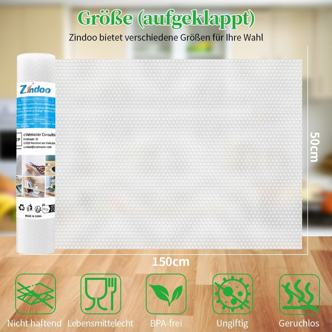 Zindoo Schubladenmatte 50x150cm 3 Rolle Antirutschmatte Zuschneidbar Schoner für Schublade Regal im