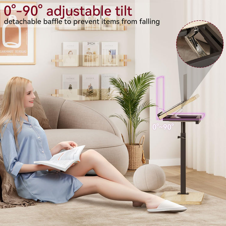 IBUYKE Beistelltisch C Form, 360° Rotierbarer/Höhenverstellbar/Flip Sofatisch, für Telefon/Tablet/La