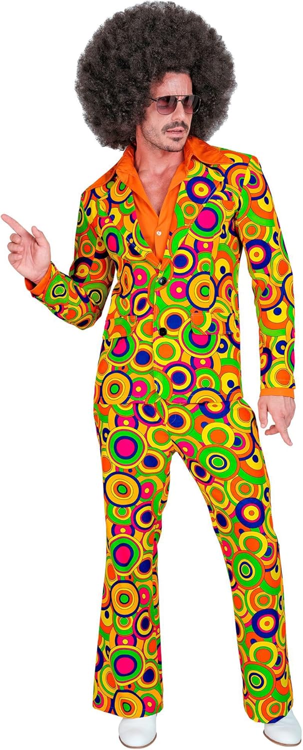 W WIDMANN MILANO Party Fashion - Kostüm 70er Jahre Anzug, Jackett und Hose, Hippie, Reggae, Flower P