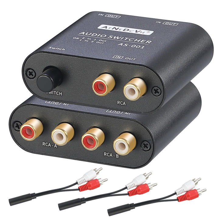 AtNeDcVh RCA / 3,5 mm Port 1 in 2 Out / 2 in 1 Out Bidirektionaler Audio-Umschalter, 2-Wege-Stereo L